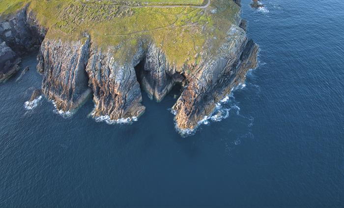 a view of the Pembrokeshire coastline from above